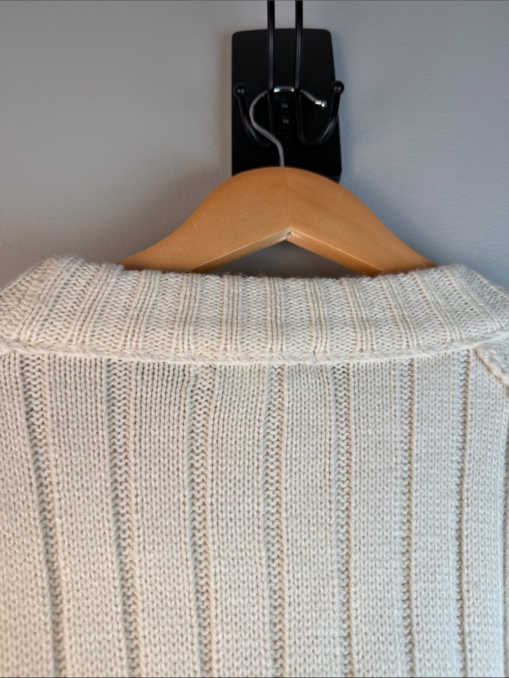 Cream Cable Knit Wide Sleeve Coastal Grandma Cabin Cozy Sweater Size L - Picture 6 of 8